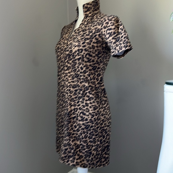 Boston Proper XXS Leopard 🐆 Print Cotton Summer Dress with V-Neckline - Picture 3 of 6